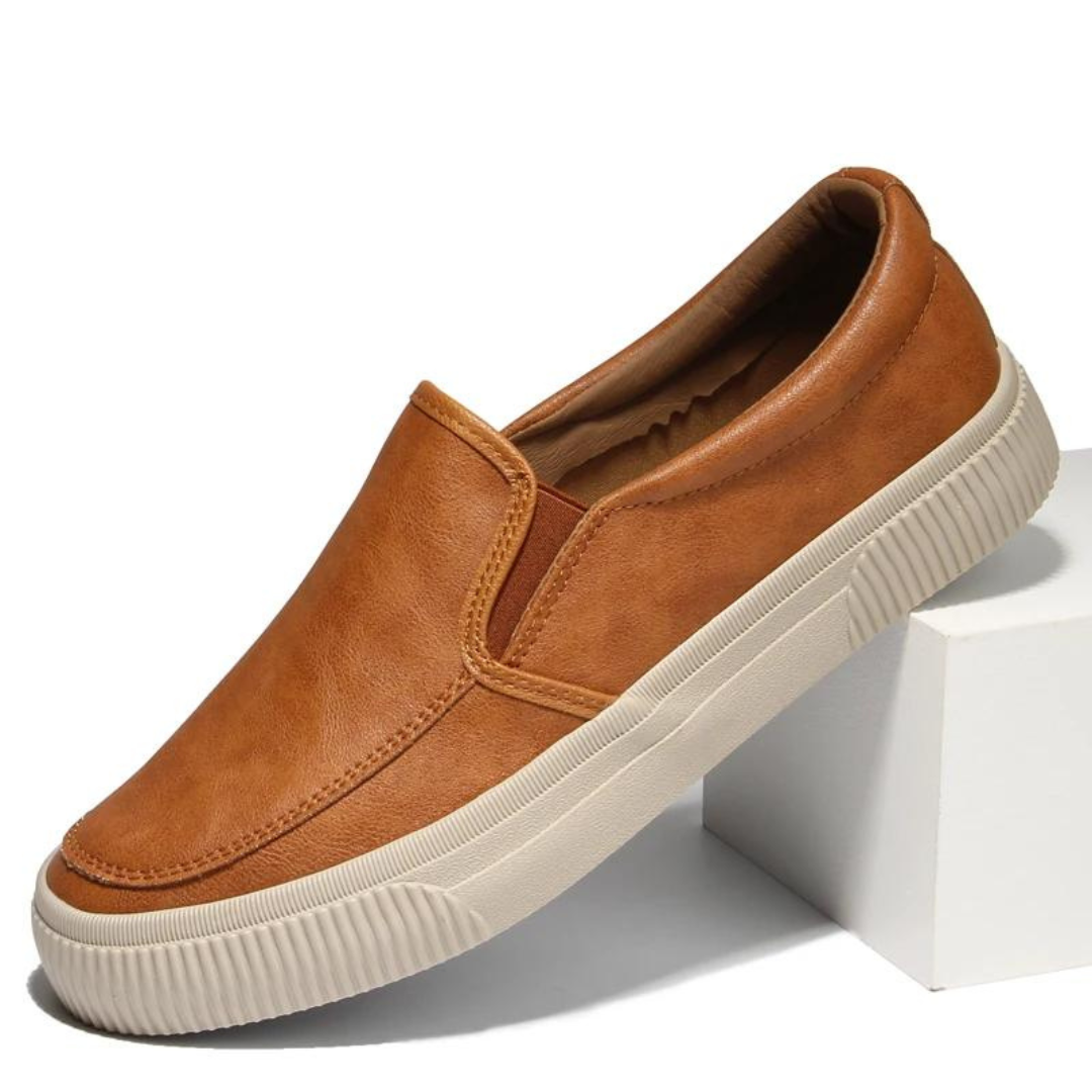 Heren Slip-On Schoenen van Vegan Leer met Comfortabele Binnenzool & Stevige Rubberen Zool