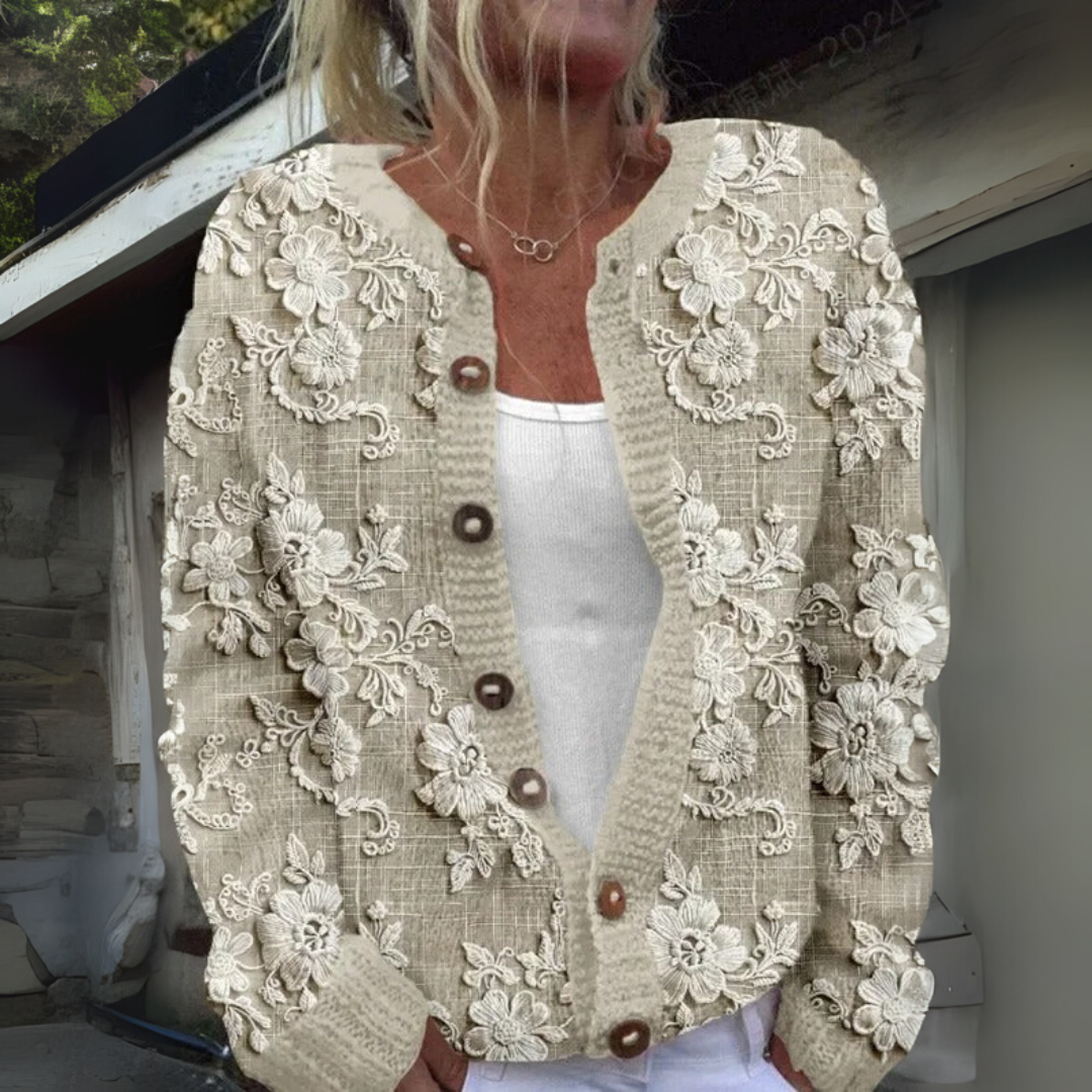 Stijlvolle Cardigan met Bloemenprint – Elegante & Comfortabele Damesvest