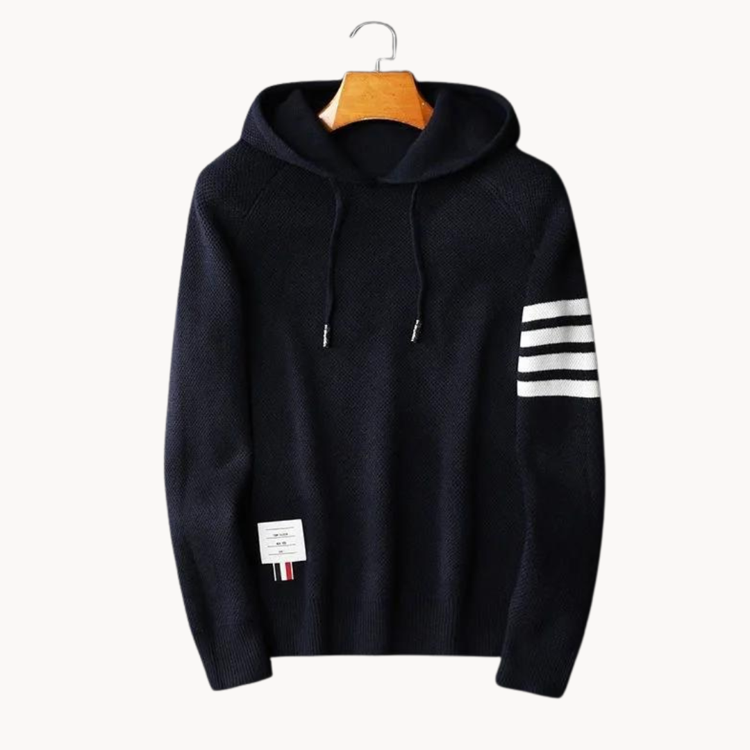 Hooded Sweater – Luxe Hoodie met Contrasterende Strepen en Modern Design