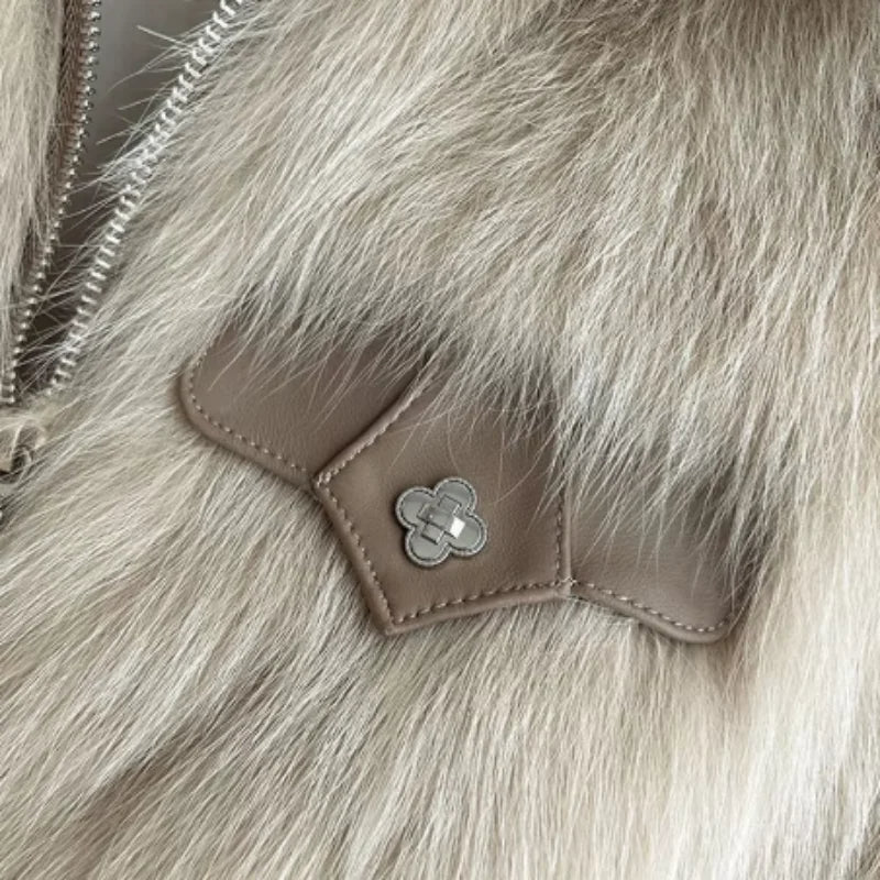 Faux Fur Cropped Jas – Luxe Damesjas met Nepbont, Leren Kraag & Moderne Pasvorm