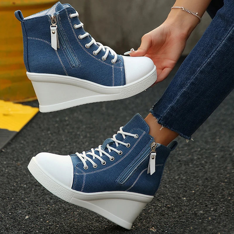 Uptown Canvas Wedge Sneaker – Trendy Dames Sneakers met Verborgen Sleehak