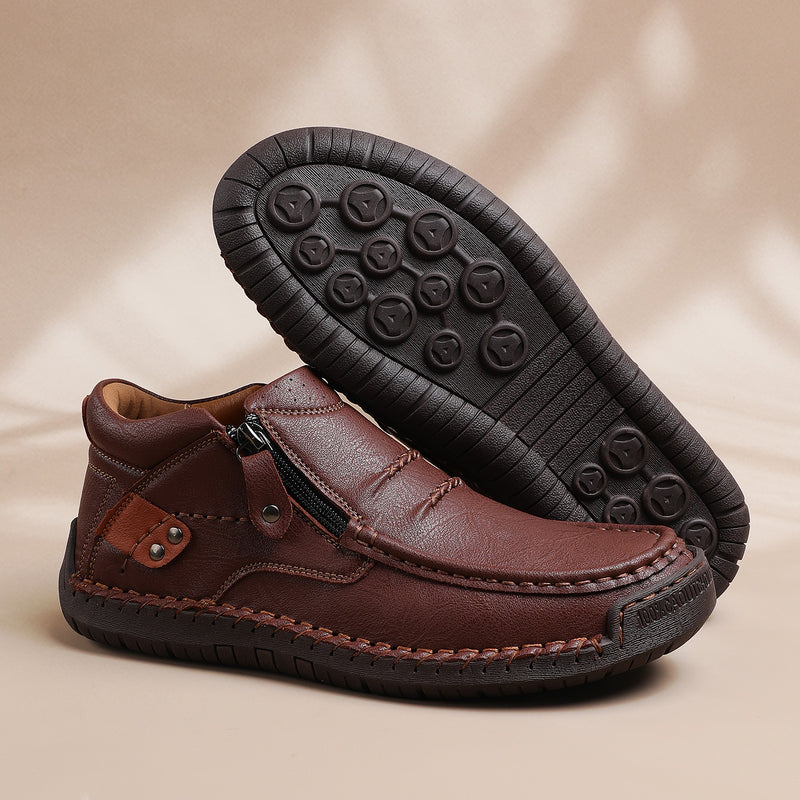 Heren Handgemaakte Premium Leren Slip-On Driving Boots – Stijl & Comfort