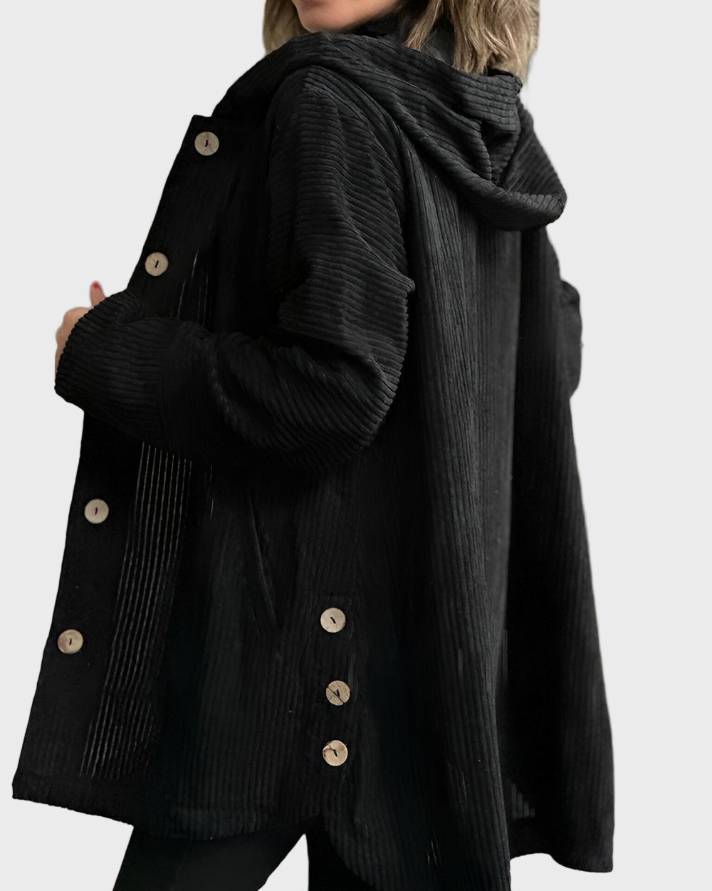 Dames Corduroy Jas met Capuchon – Stijlvolle en Comfortabele Tussenjas