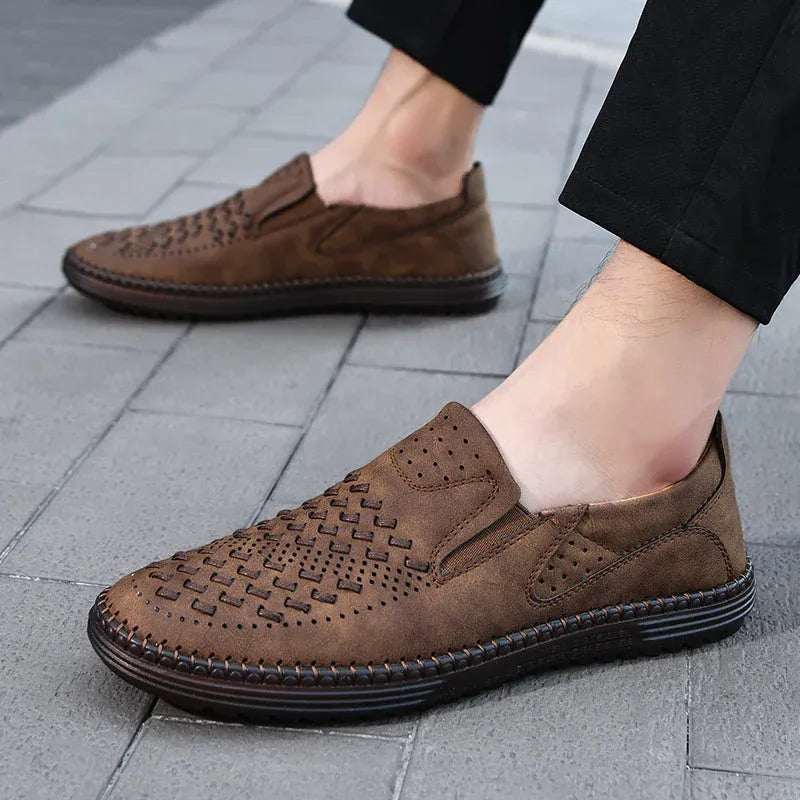 Heren Loafers van Echt Leer – Handgemaakte Instappers, Comfortabel & Ademend voor Zomer
