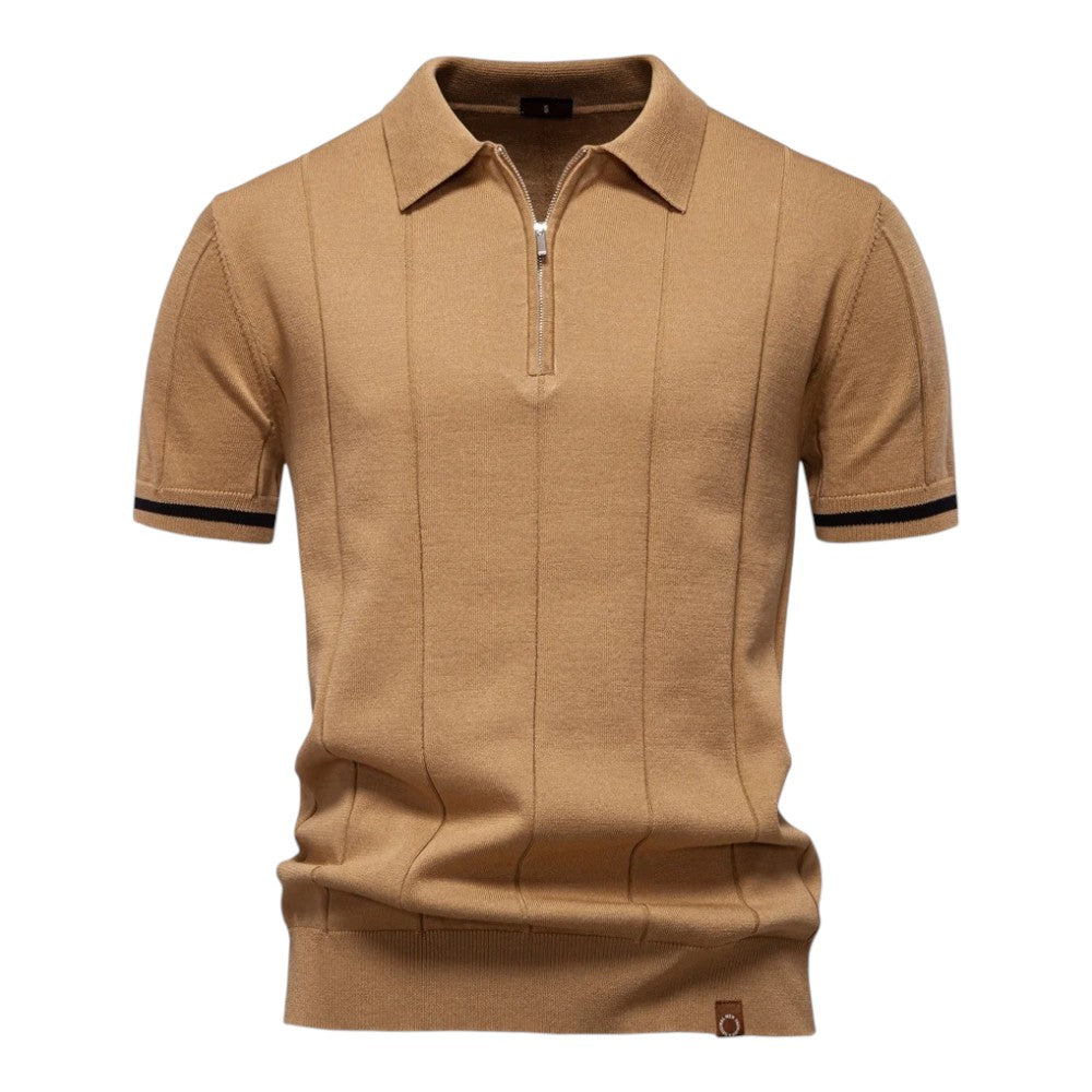 Polo met Rits – Luxe Herenpolo van Stretchstof met Sportieve Knit Details
