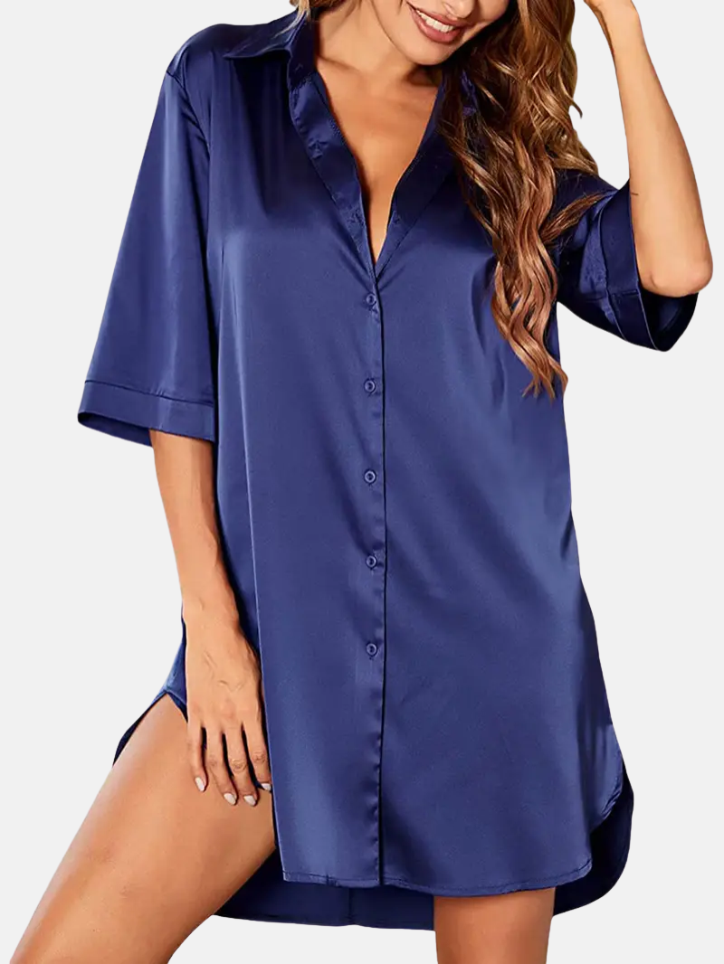 Lichtgewicht Katoenen Nachtshirt voor Dames – Zomers Nachthemd met Halve Mouwen en Losse Pasvorm