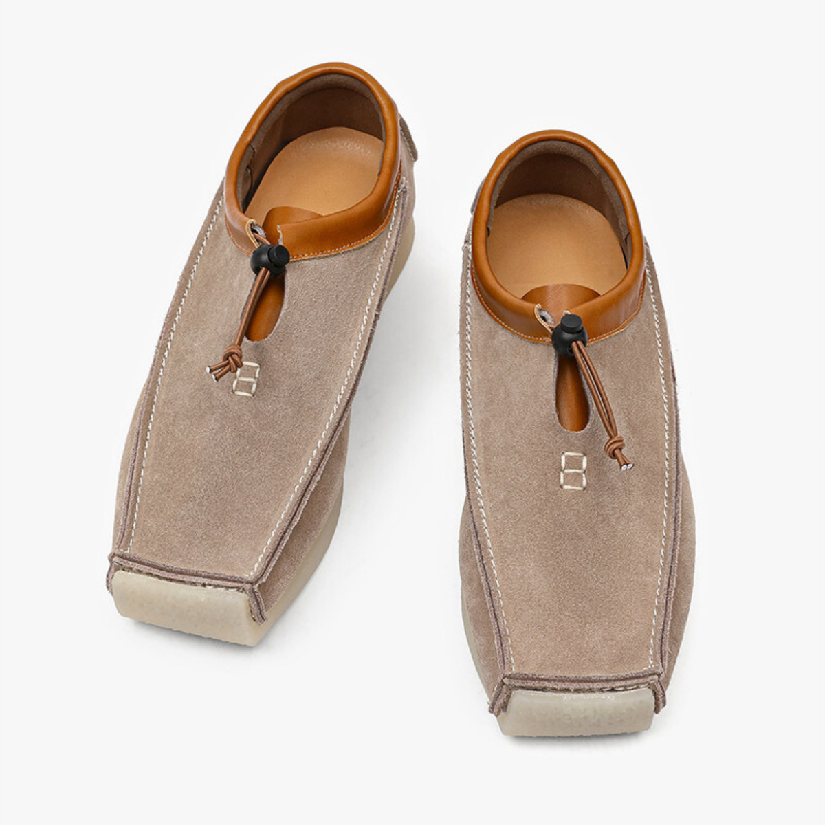 Handgemaakte Leren Loafers voor Heren – Zachte Suède Instappers met Vierkante Neus