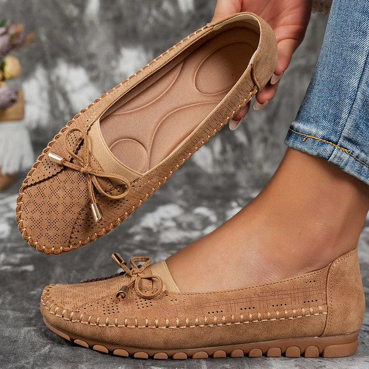 Elegante Dames Slip-On Schoenen – Comfort & Stijl met Strikdetail