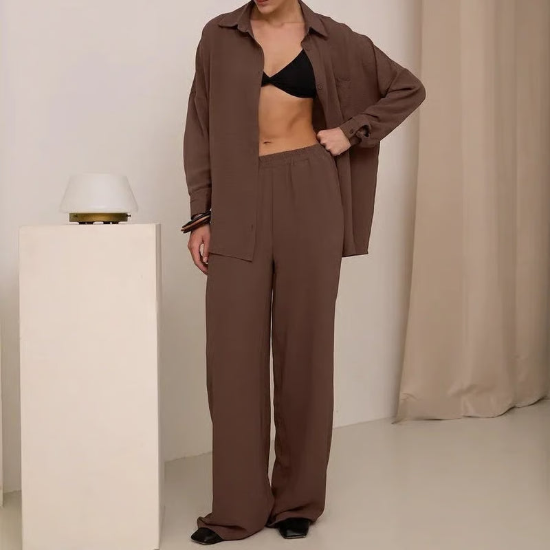 Elegante Dames Set – Stijlvol Shirt & Broek in Tijdloos Design