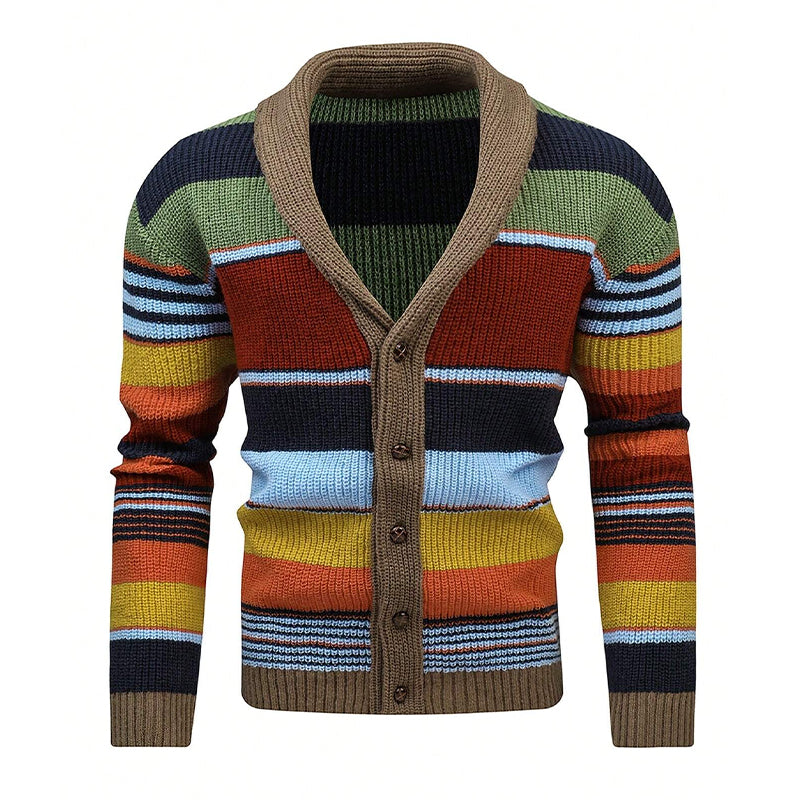Heren Colorblock Lapel Sweater Jacket – Stijlvol, Comfortabel & Veelzijdig