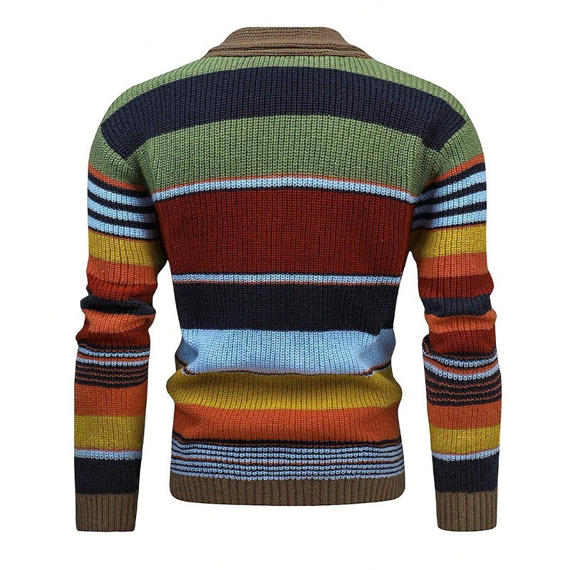 Heren Colorblock Lapel Sweater Jacket – Stijlvol, Comfortabel & Veelzijdig