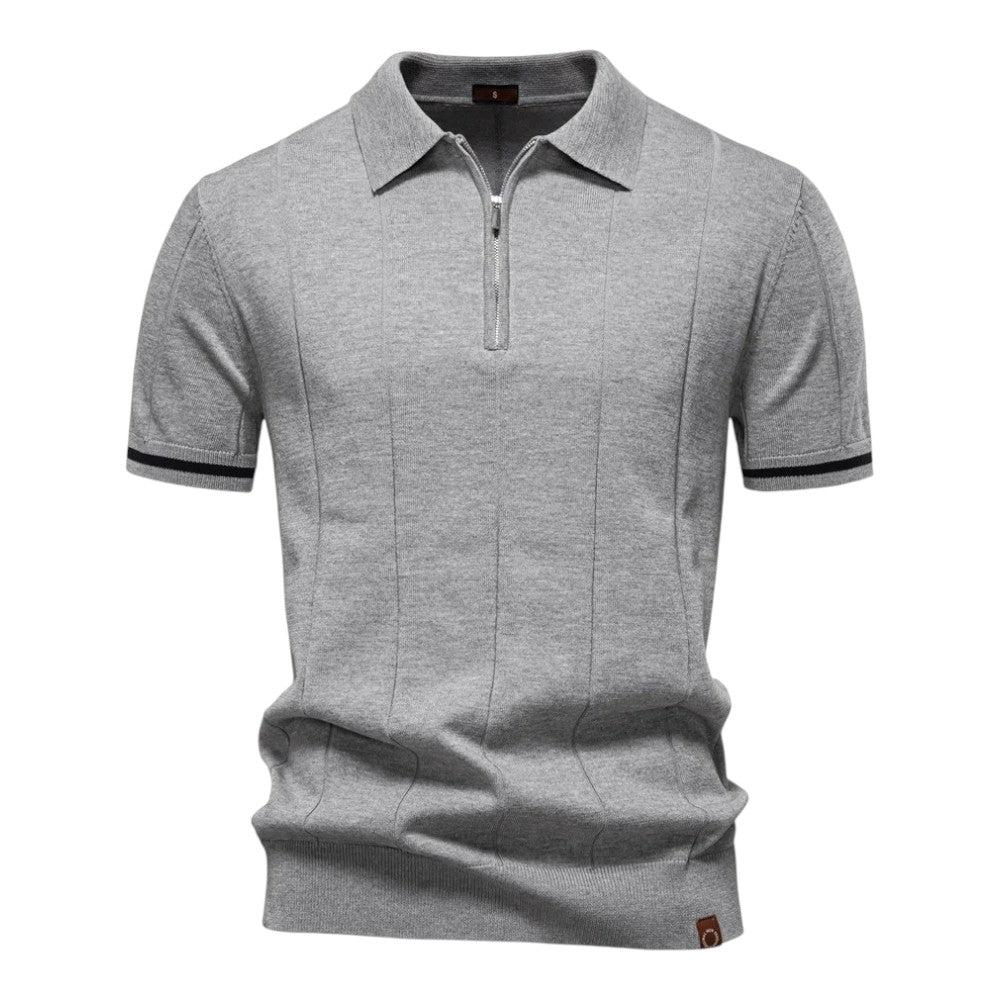 Polo met Rits – Luxe Herenpolo van Stretchstof met Sportieve Knit Details
