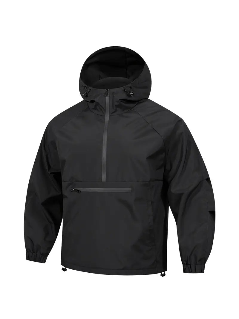 Casual Heren Windjack met Capuchon – Ademend Half-Zip Waterdichte Jas
