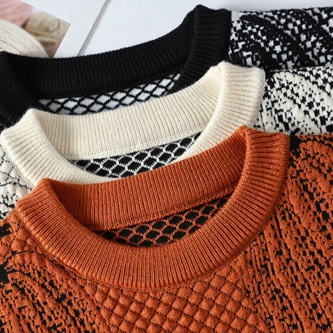 Luxe Trui in Pompoenlook – Warme Gebreide Herfsttrui met Seizoensmotief & Comfortabele Pasvorm