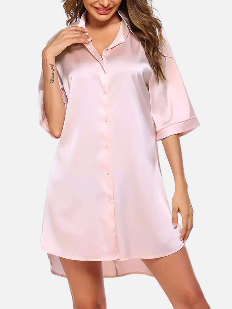 Lichtgewicht Katoenen Nachtshirt voor Dames – Zomers Nachthemd met Halve Mouwen en Losse Pasvorm