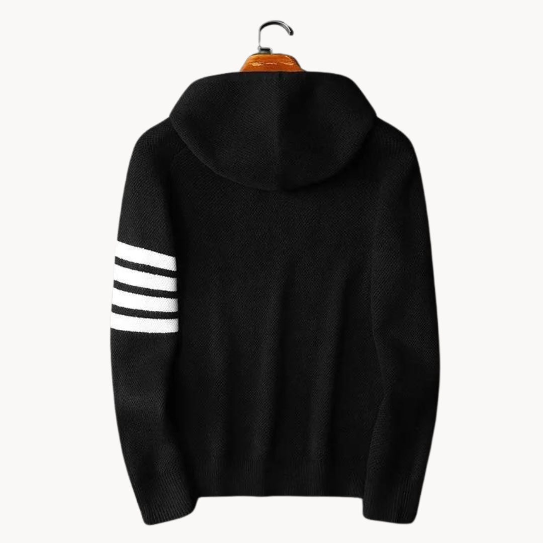 Hooded Sweater – Luxe Hoodie met Contrasterende Strepen en Modern Design