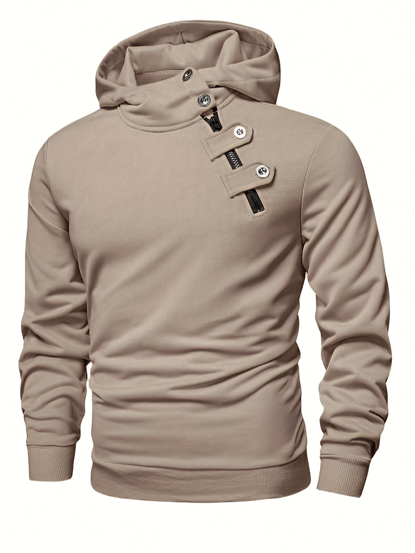 Casual Hoodie met Lange Mouwen en Knopen – Comfortabele Trui voor Dagelijks Gebruik