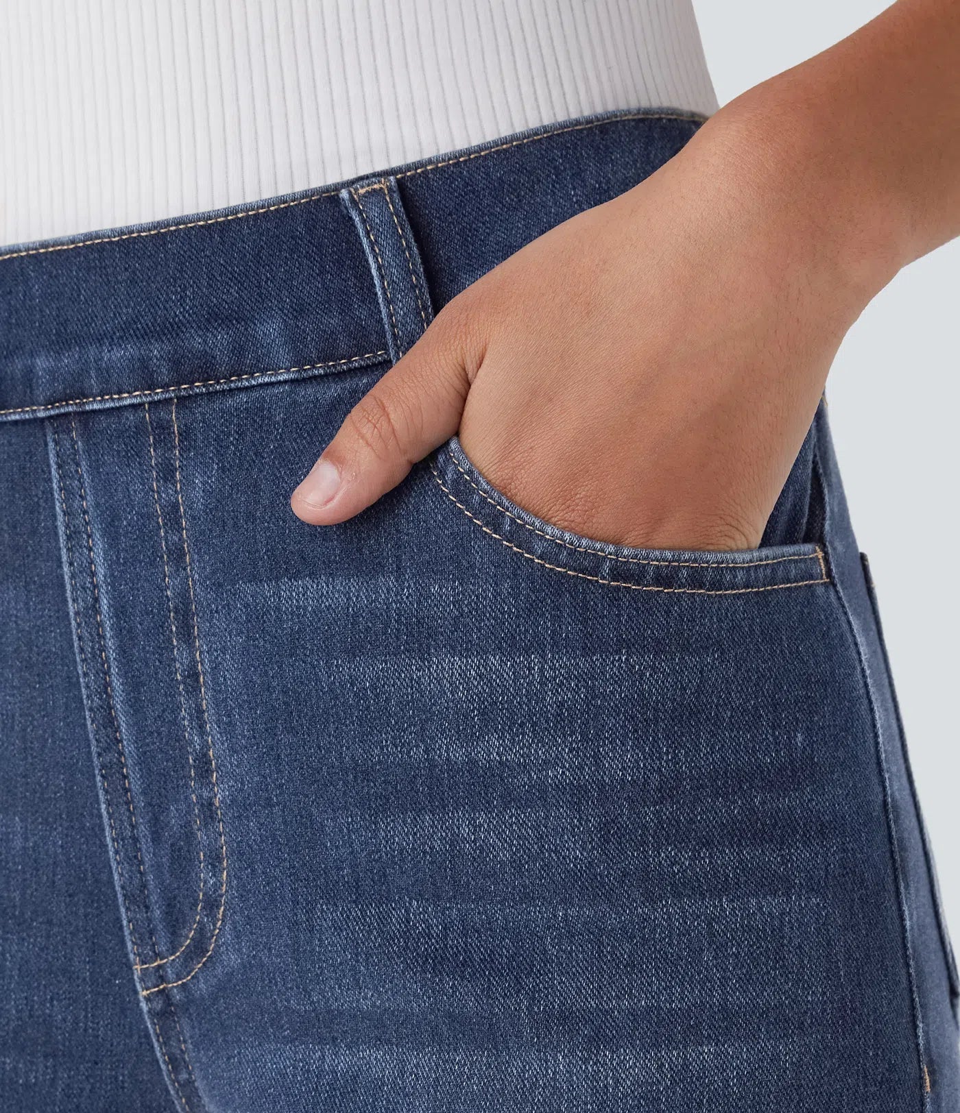 Dames Hoge Taille Stretch Broek – Comfortabele Slim Fit met Zakken