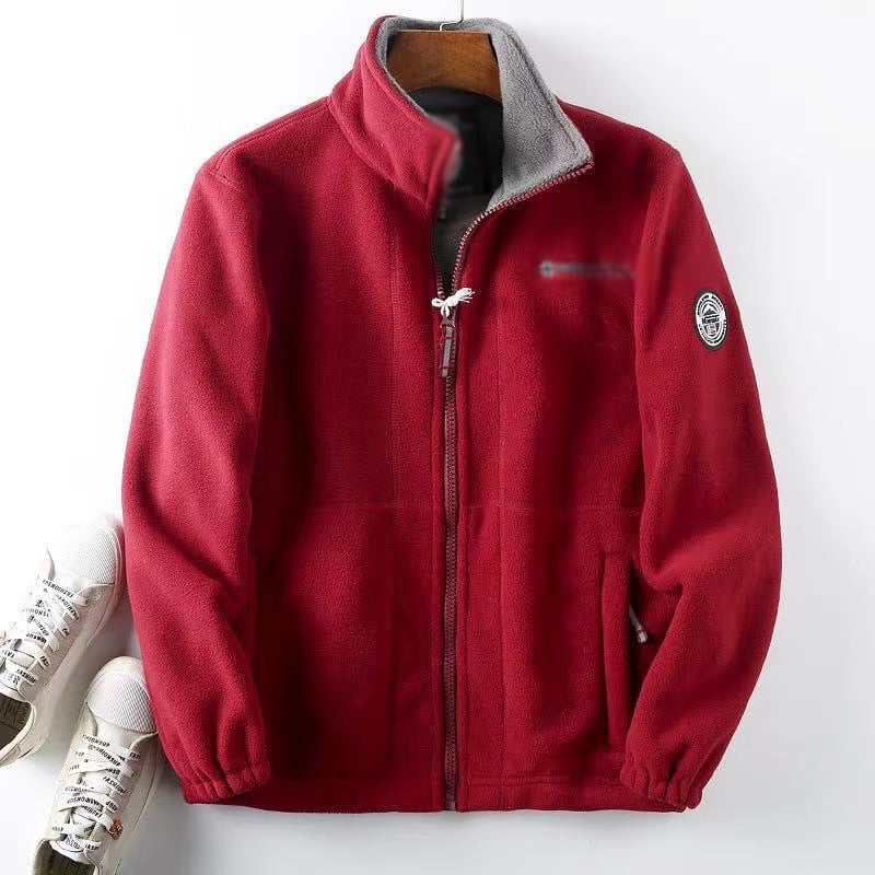 Ultiem Warme Polyester Fleece Jas – Winddichte Unisex Winterjas met Opstaande Kraag