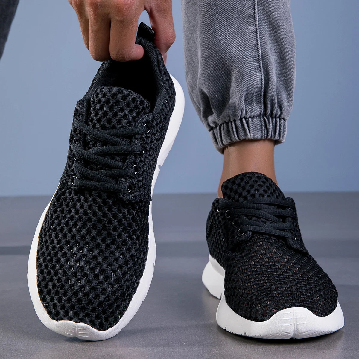 Heren Lichtgewicht Mesh Sneakers – Ademend Hardloopschoenen met Demping