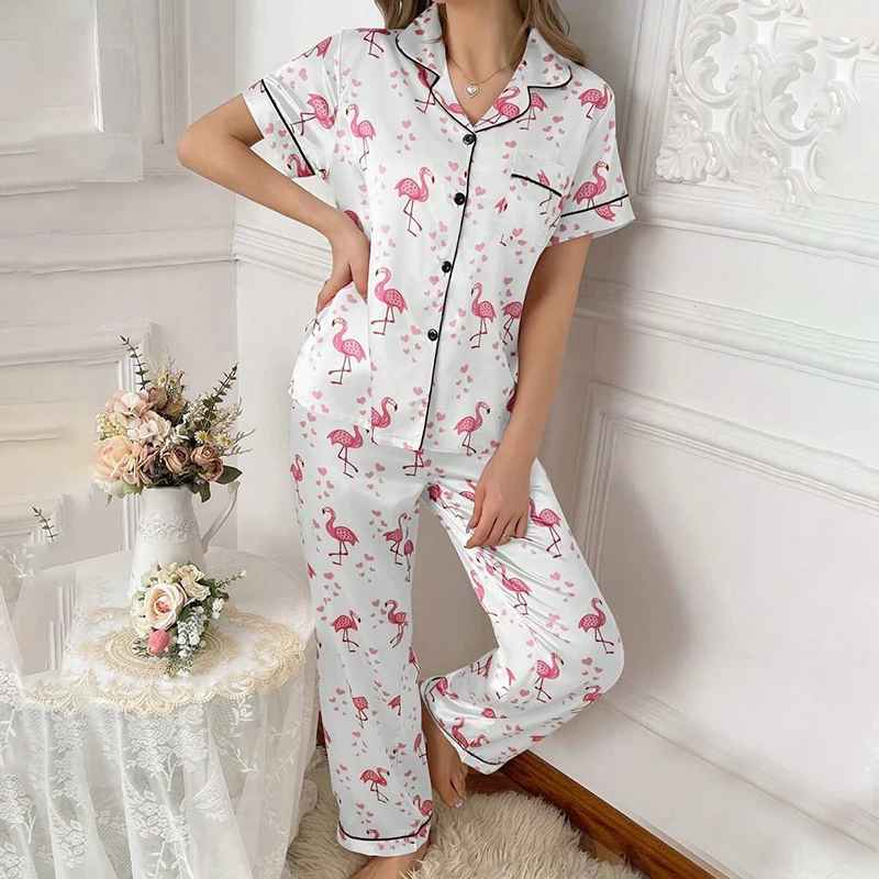 Luxe Zijde Pyjama Set voor Dames – Lange Mouw Nachtkleding & Comfortabele Slaapmode