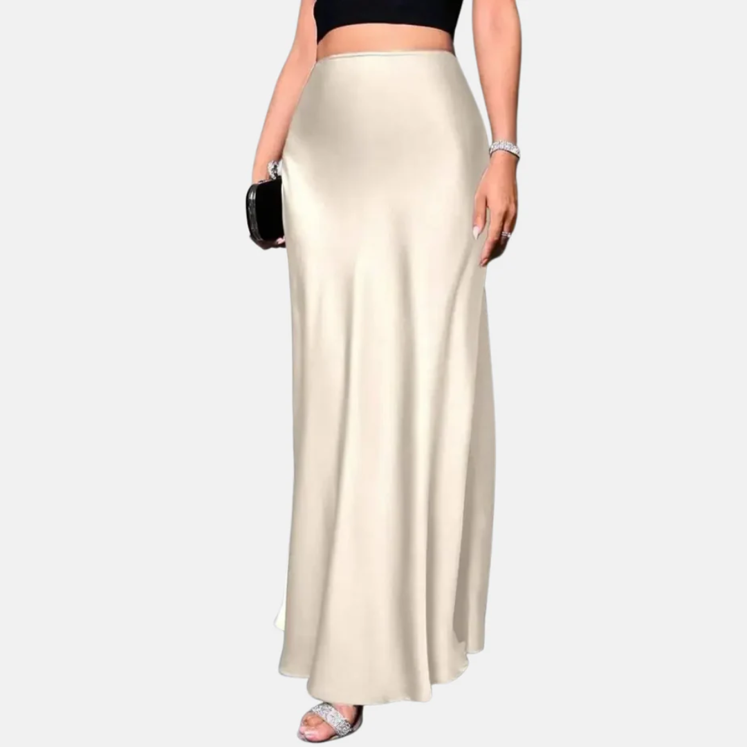 Elegante Satijnen Rok met Hoge Taille – Zwarte Zwierige Rok voor Feestjes, Dates & Avondlooks