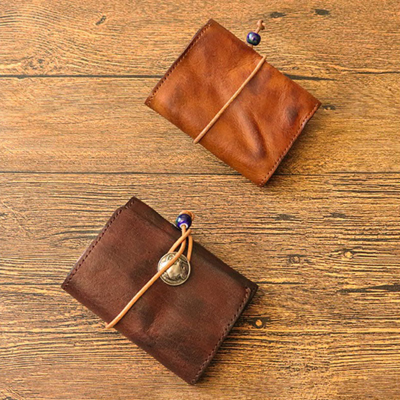 Vintage Leren Bifold Portemonnee – Compacte Munt- en Kaartenhouder voor Dagelijks Gebruik