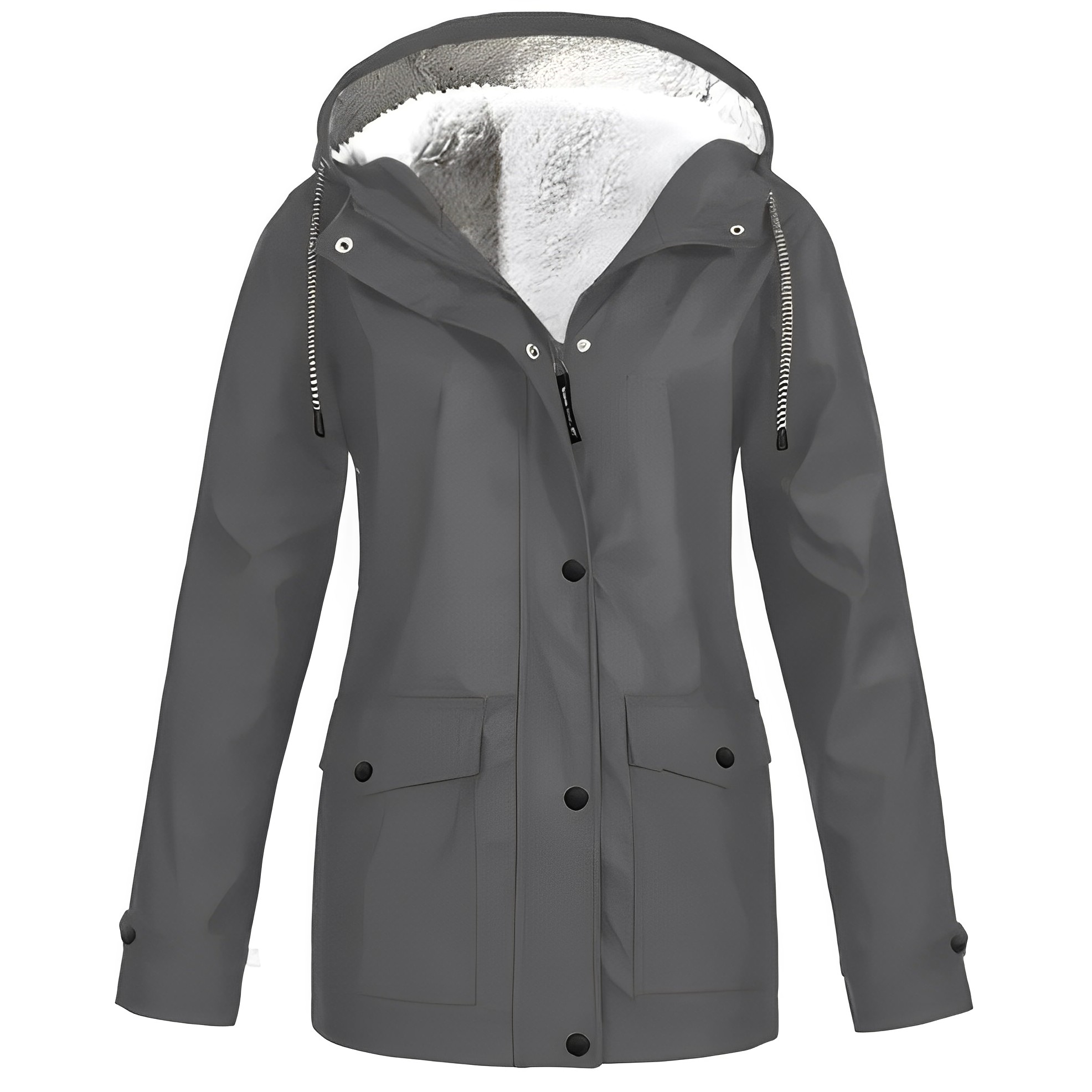Dames Regenjas met Fleecevoering – Warme Waterdichte Jas voor de Winter