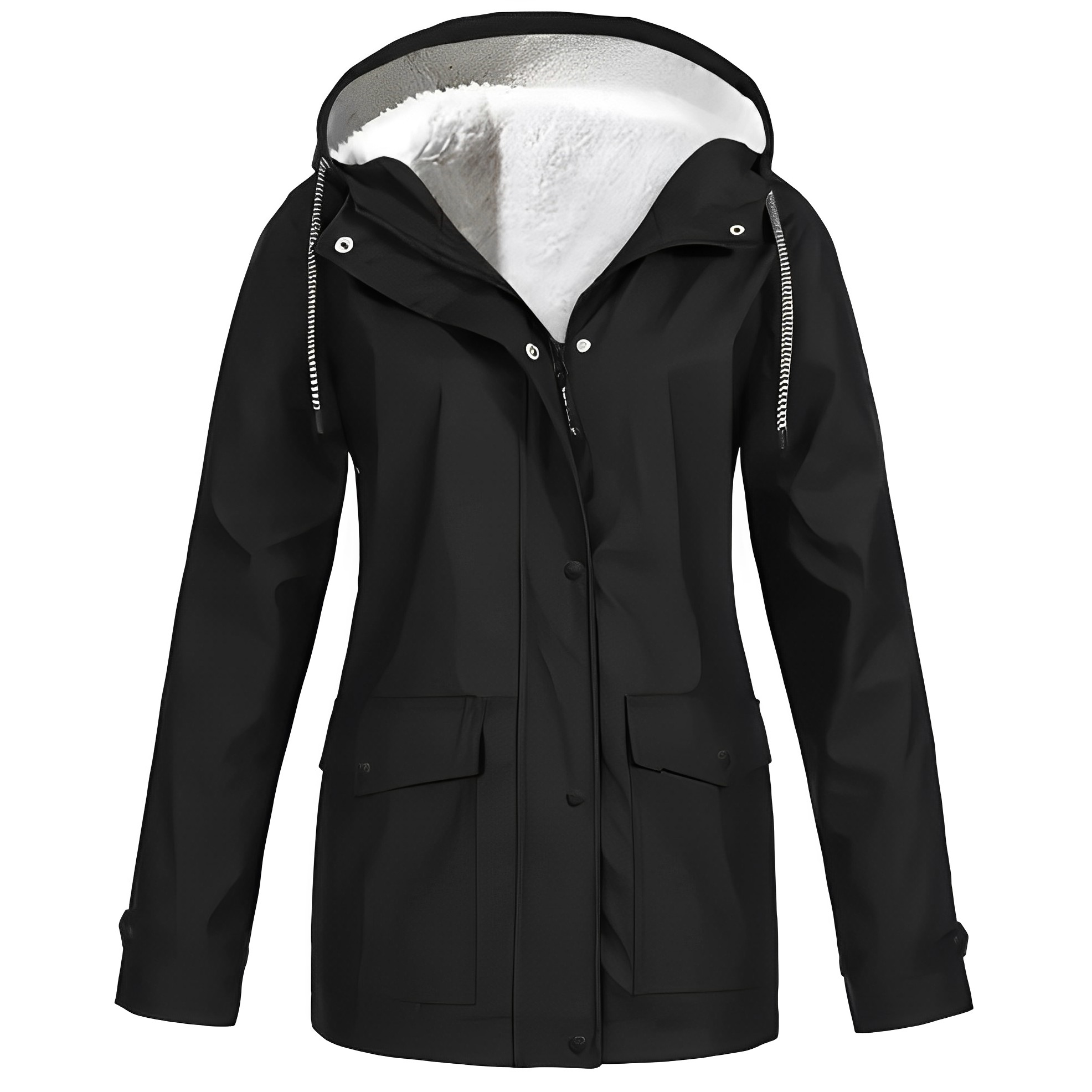 Dames Regenjas met Fleecevoering – Warme Waterdichte Jas voor de Winter