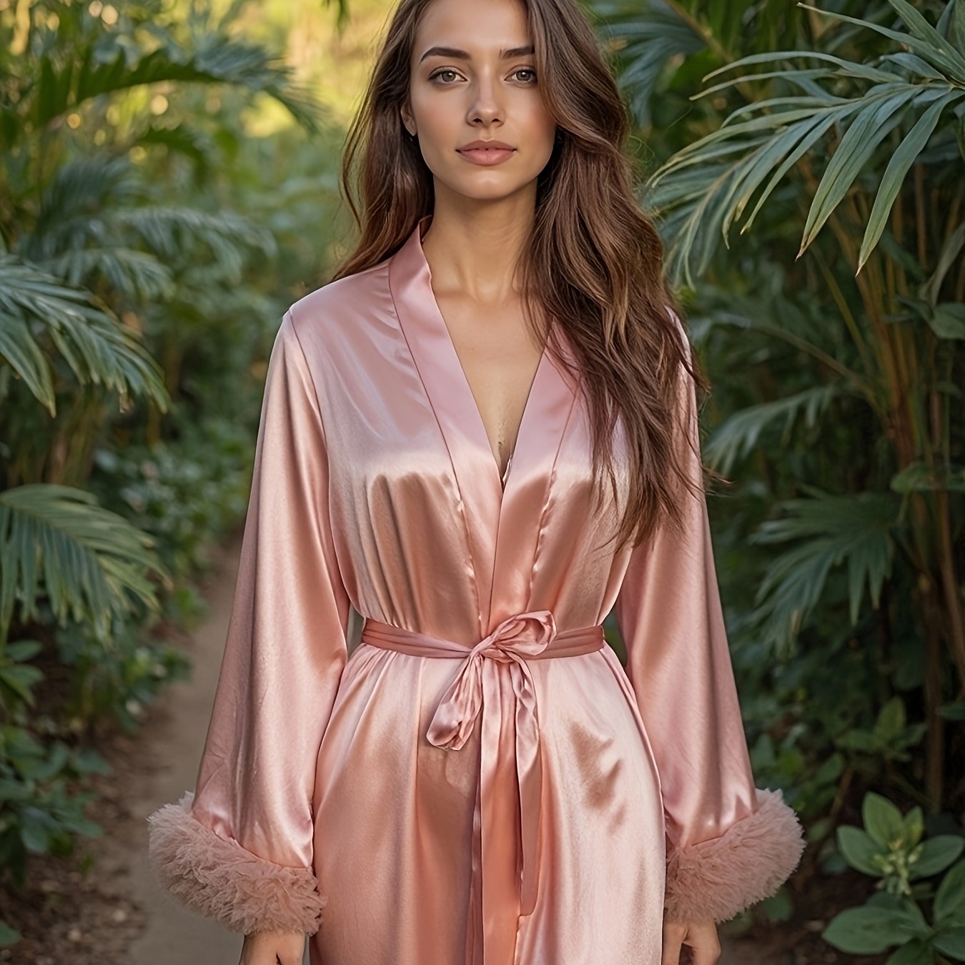 Elegante Franse Satijnen Bridesmaid Ochtendjas met Ceintuur