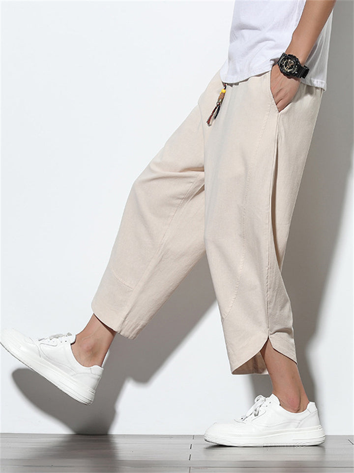 Stijlvolle heren cropped broek van katoen en linnen – Effen & gestreept, casual en comfortabel
