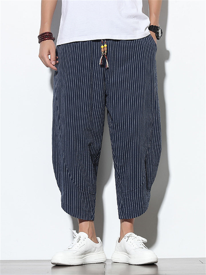 Stijlvolle heren cropped broek van katoen en linnen – Effen & gestreept, casual en comfortabel