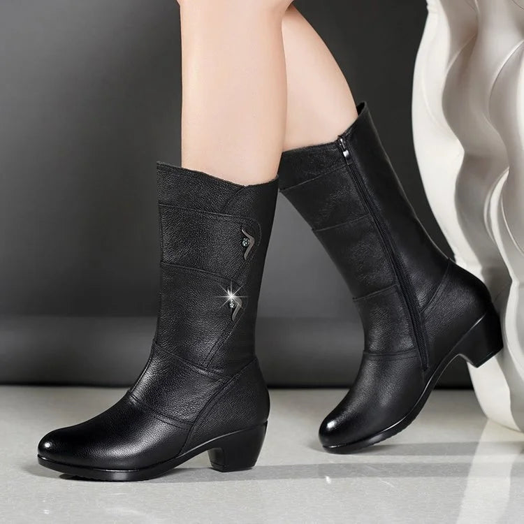 Dames Enkellaarsjes met Plateauzool en Dikke Halfhoge Hak – Stijlvol & Comfortabel