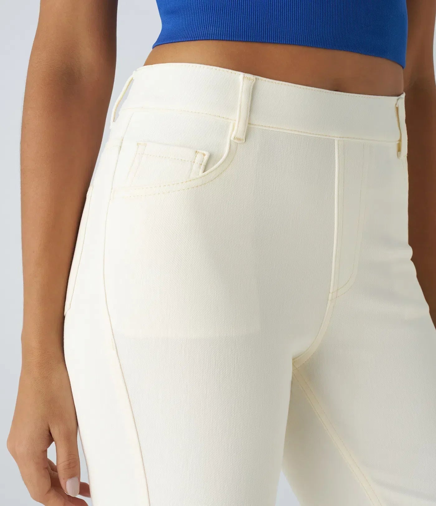 Dames Hoge Taille Stretch Broek – Comfortabele Slim Fit met Zakken