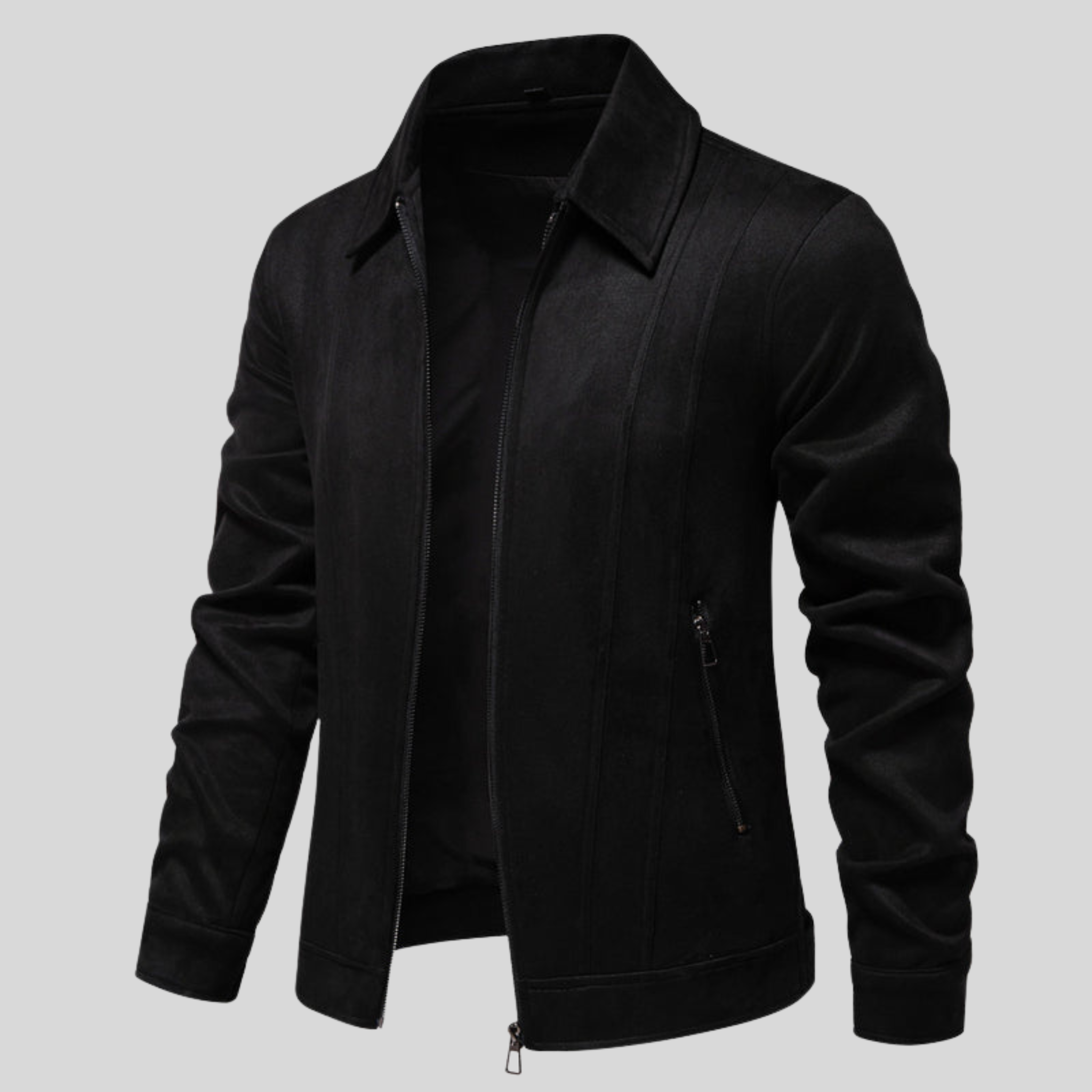 Suède Jas met Rits – Stijlvolle Herenjas met Luxe Afwerking en Comfortabele Pasvorm