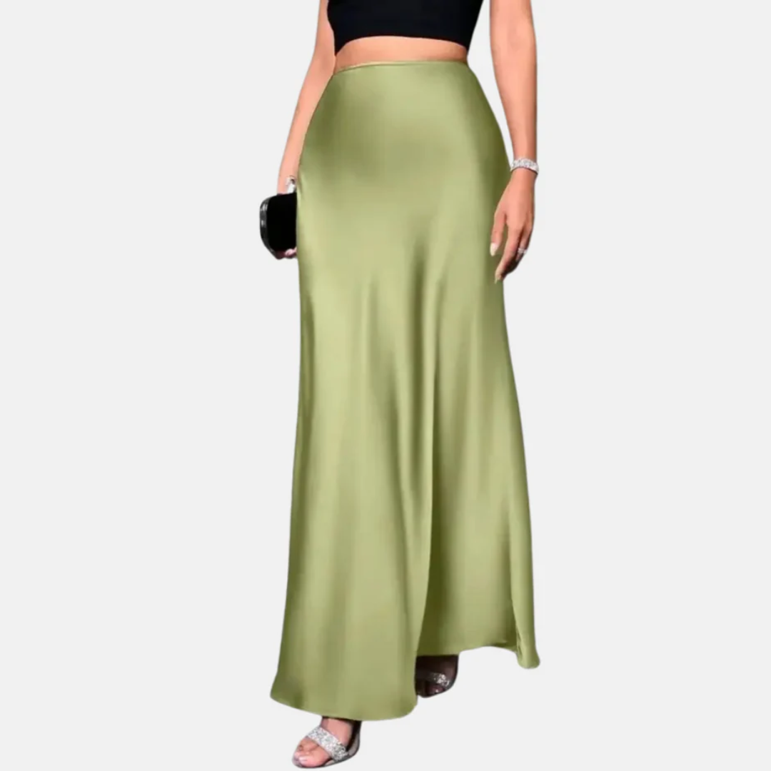 Elegante Satijnen Rok met Hoge Taille – Zwarte Zwierige Rok voor Feestjes, Dates & Avondlooks