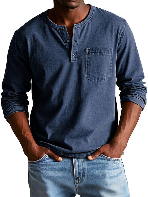 Casual heren shirt met knoopsluiting – moderne pasvorm en vintage uitstraling