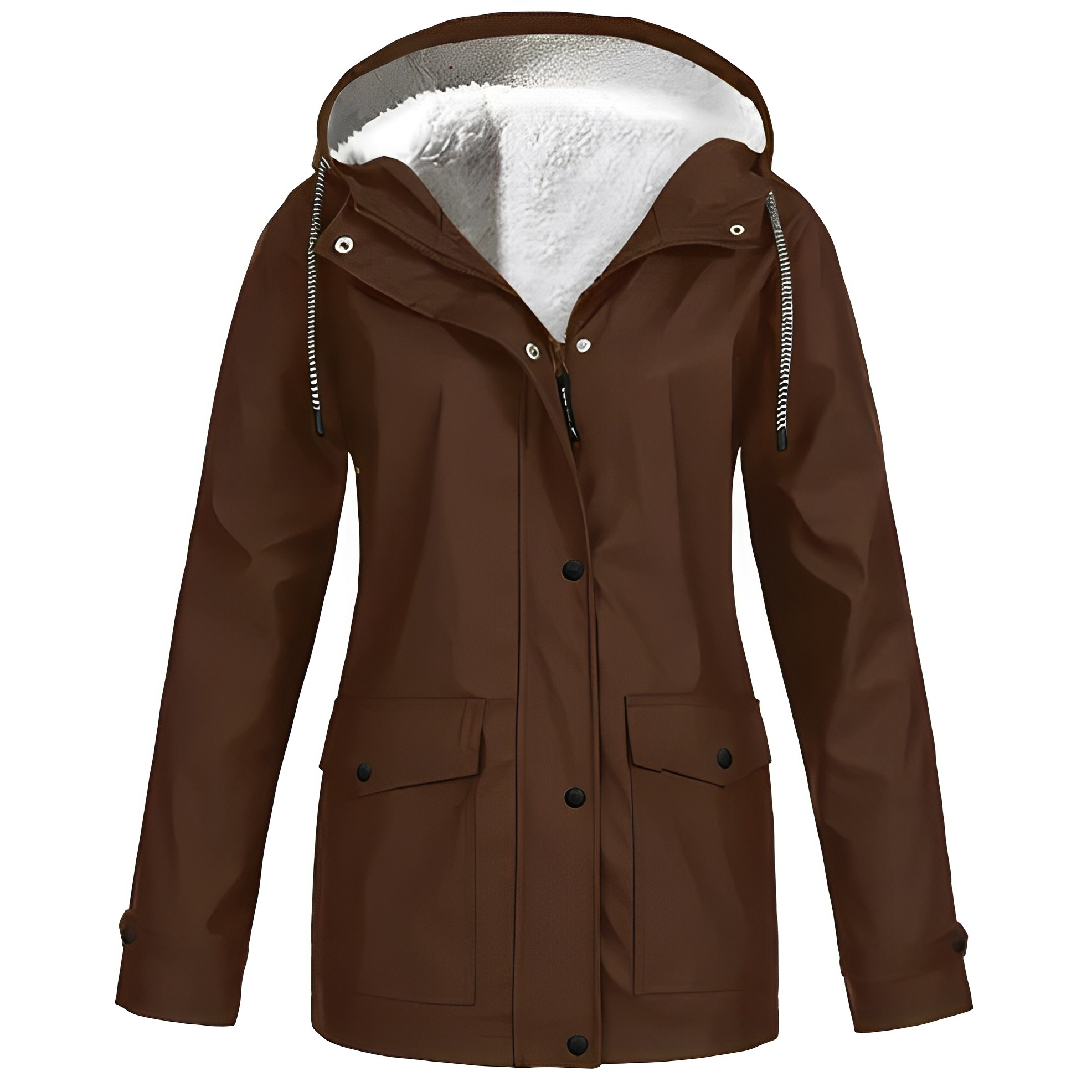 Dames Regenjas met Fleecevoering – Warme Waterdichte Jas voor de Winter