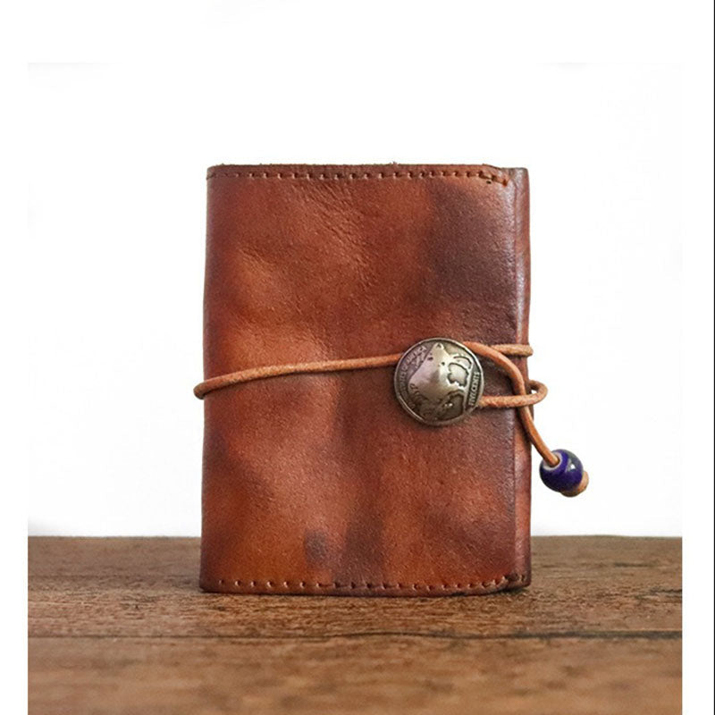 Vintage Leren Bifold Portemonnee – Compacte Munt- en Kaartenhouder voor Dagelijks Gebruik