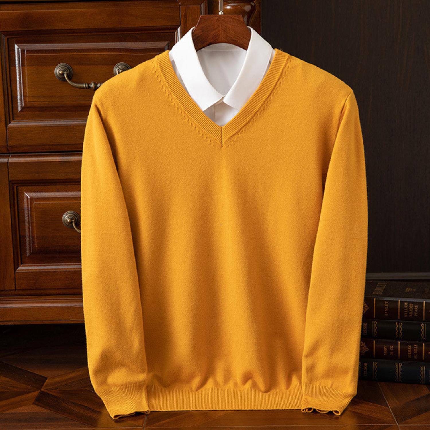 Pure Kasjmier Trui met V-hals voor Heren – Luxe, Warm & Tijdloos