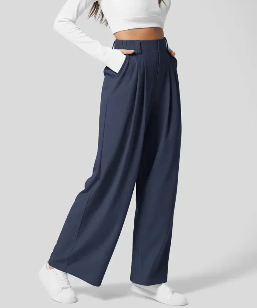 High-Waist Damesbroek met Wijde Pijpen – Elegante & Comfortabele Pantalon voor Werk en Vrije Tijd