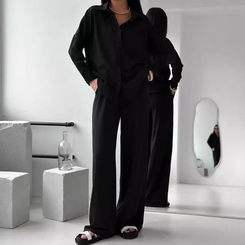 Elegante Dames Set – Stijlvol Shirt & Broek in Tijdloos Design
