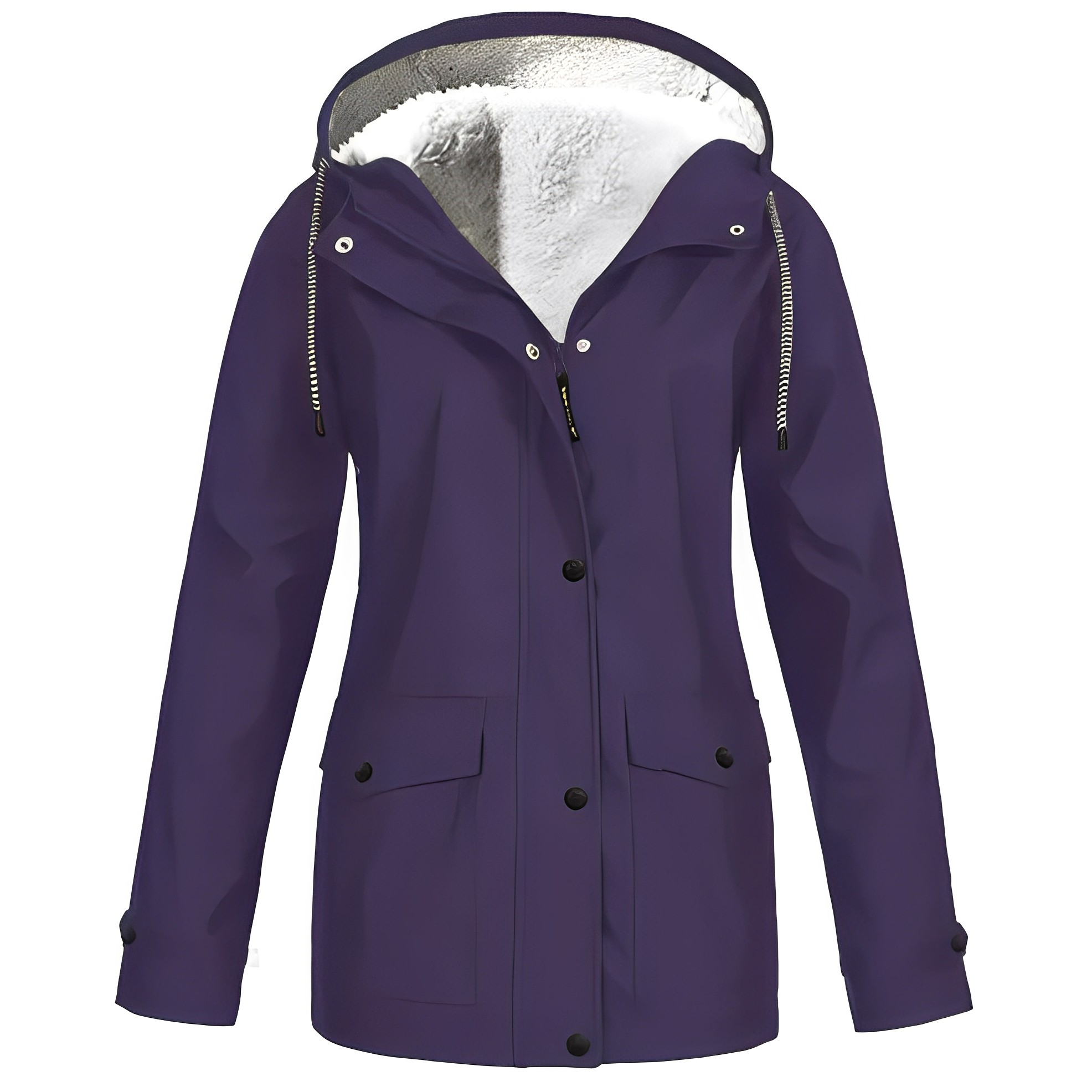 Dames Regenjas met Fleecevoering – Warme Waterdichte Jas voor de Winter