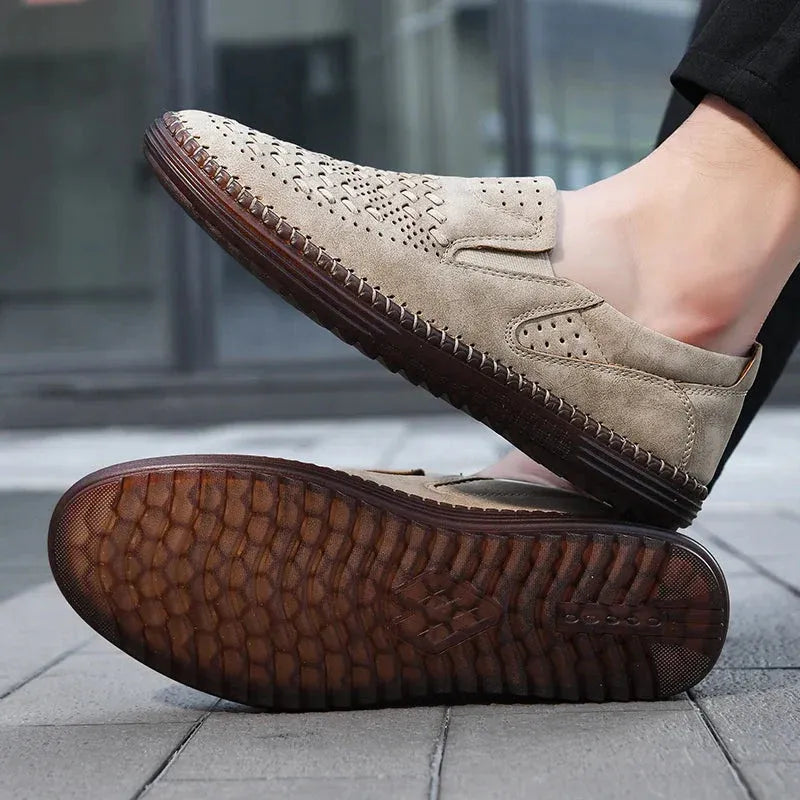 Heren Loafers van Echt Leer – Handgemaakte Instappers, Comfortabel & Ademend voor Zomer