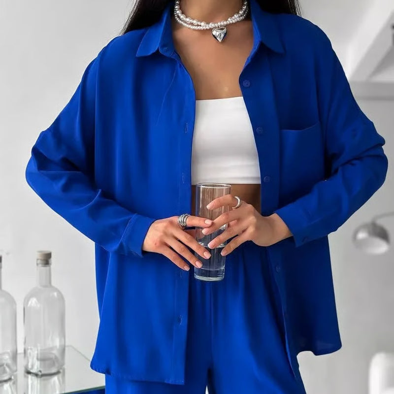 Elegante Dames Set – Stijlvol Shirt & Broek in Tijdloos Design