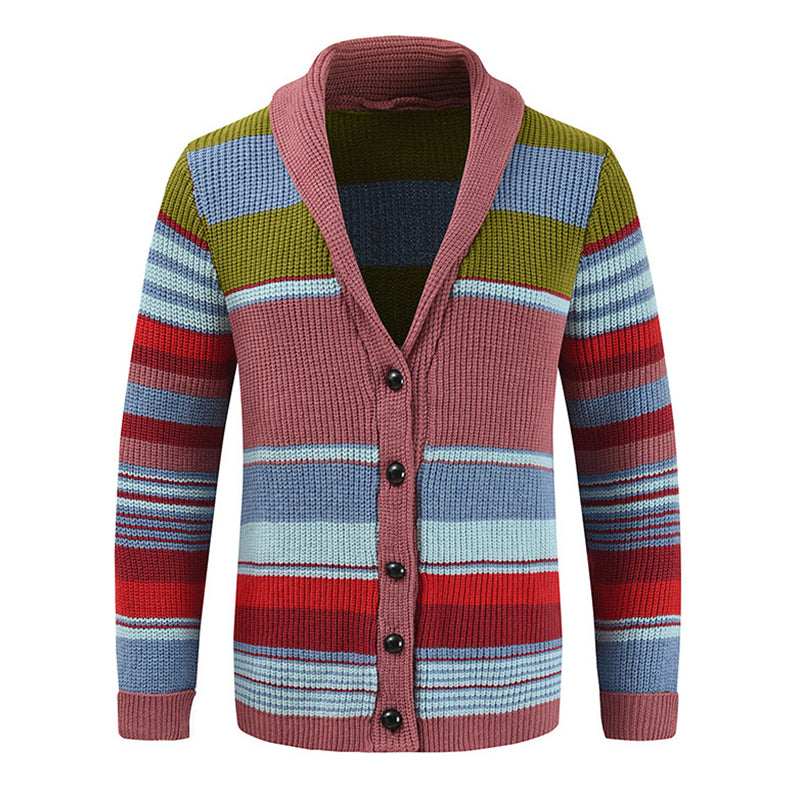 Heren Colorblock Lapel Sweater Jacket – Stijlvol, Comfortabel & Veelzijdig