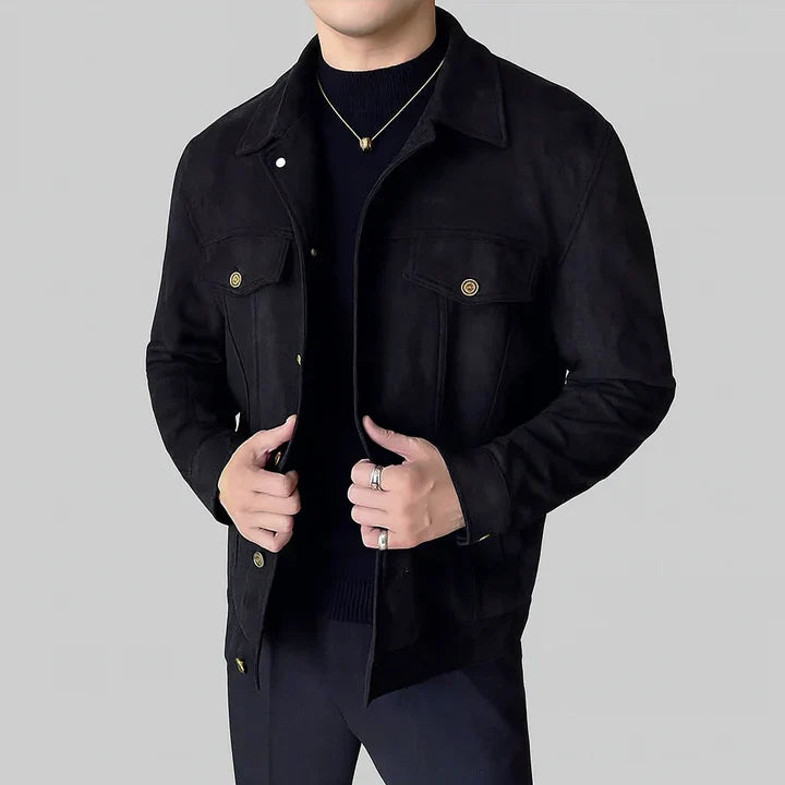 Elegante Suède Jas met Lange Mouwen – Luxe, Comfort en Tijdloze Stijl