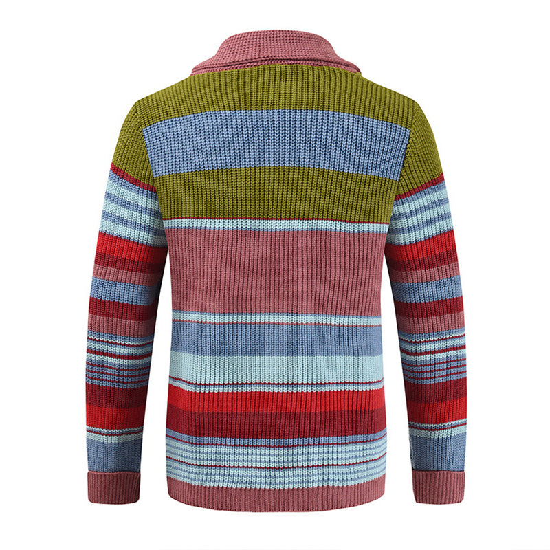Heren Colorblock Lapel Sweater Jacket – Stijlvol, Comfortabel & Veelzijdig