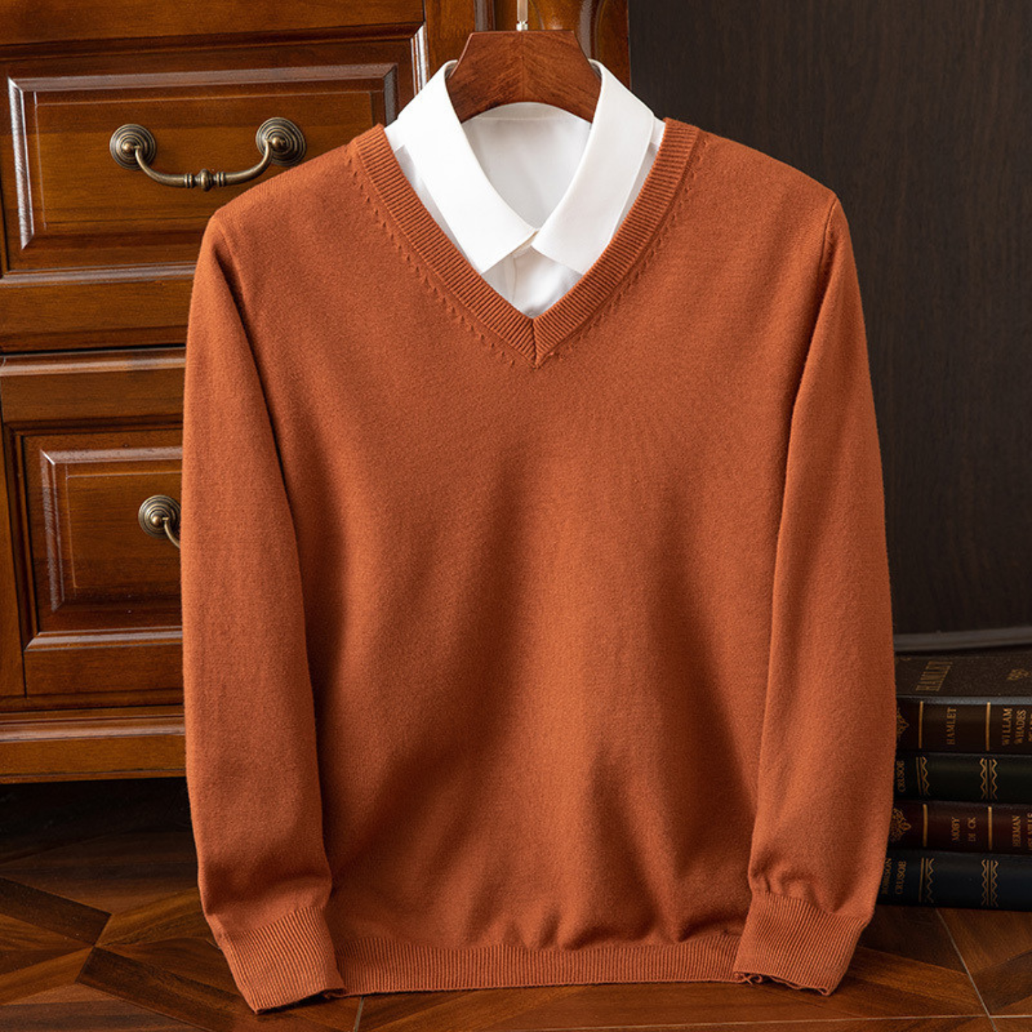 Pure Kasjmier Trui met V-hals voor Heren – Luxe, Warm & Tijdloos
