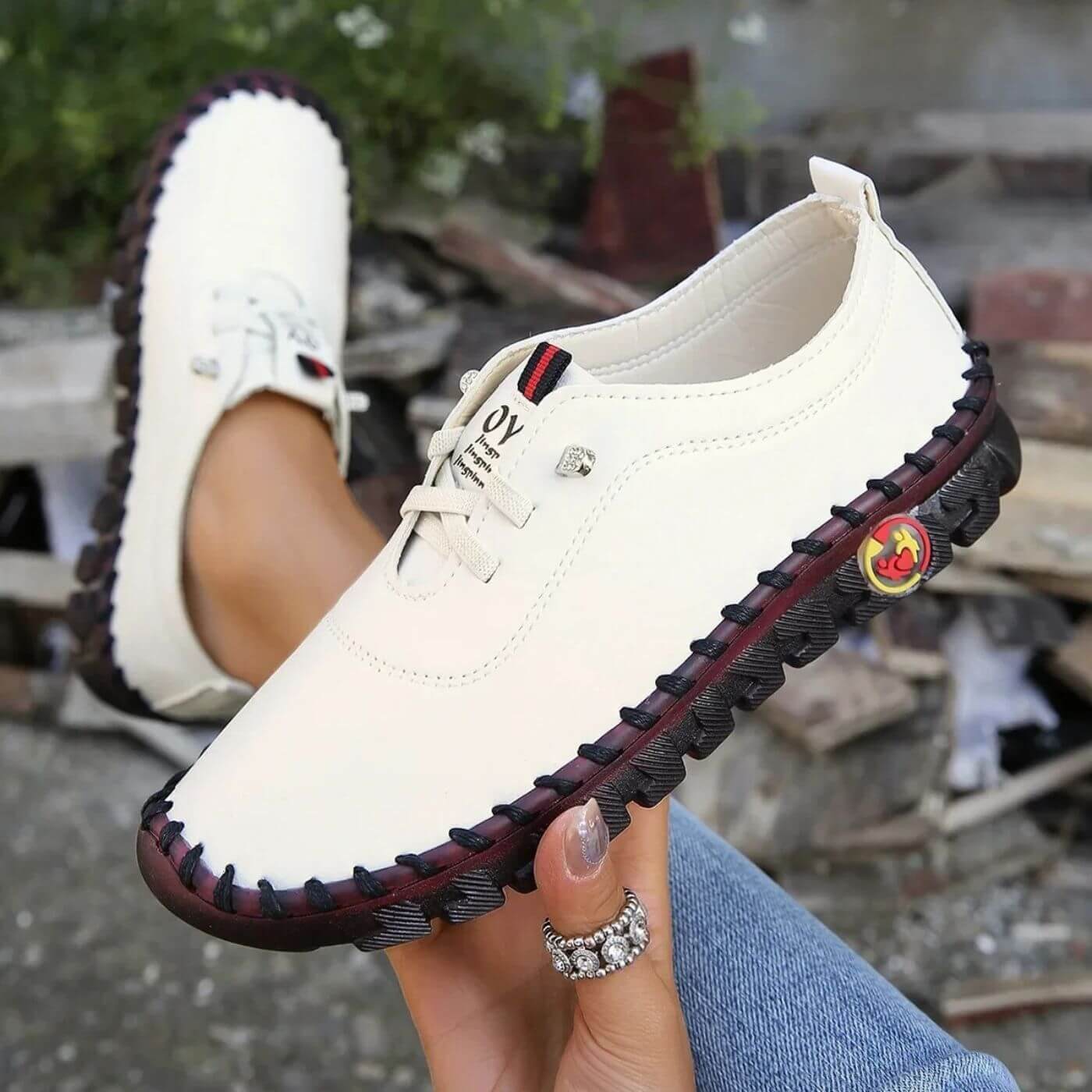 Dames Orthopedische Schoenen – Comfortabele PU Leren Sneakers met Voetboogondersteuning en Antislip Zool